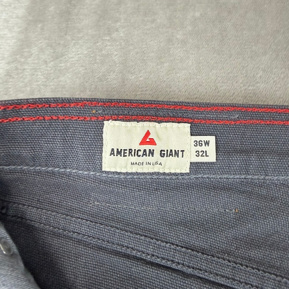 American Giant Roughneck Stretch Canvas Pants Mens 36x32 Iron Gray $165 USA NWOT - Picture 3 of 8